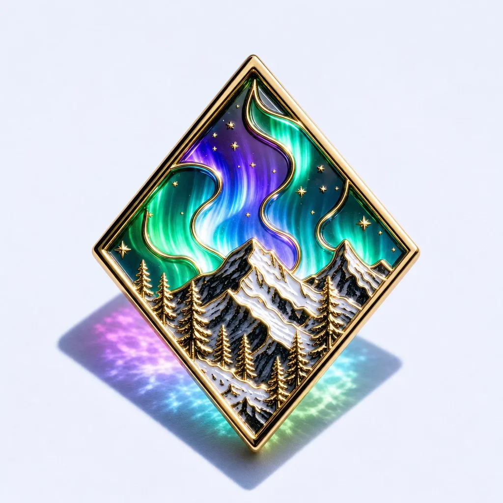 Aurora Borealis Mountain Landscape Pin