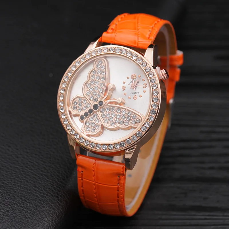 

Dropshipping Fashion Ladies Leather Butterfly watch dial wrist watch women luxury