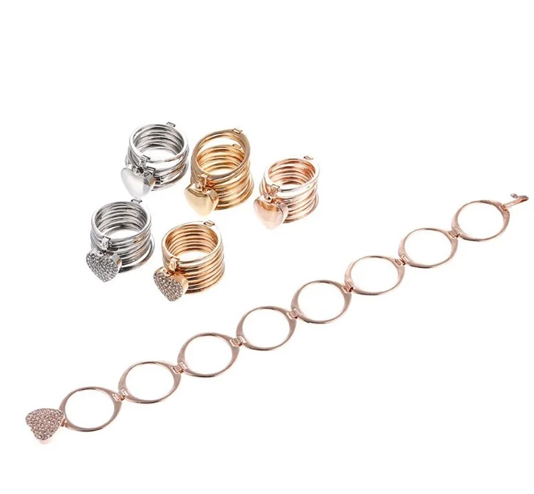 

Bracelet Ring Silver Gold Bracelets For Women Fashion Jewelry Heart Ring Freely Deformation Bracelet