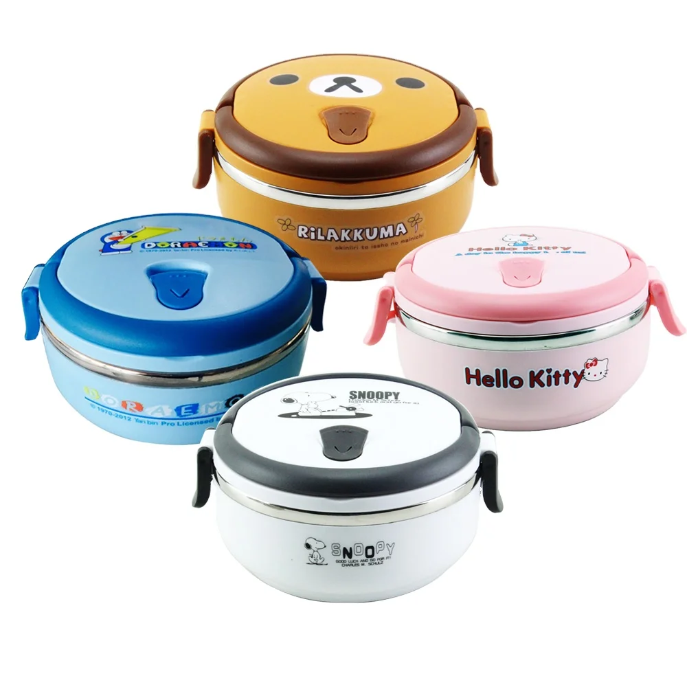 

stainless steel one layer round cartoon lunch box for kids