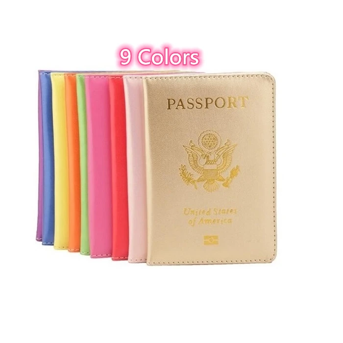 

Custom cheap colorful gold pu leather US America passport holders cover, Blue,pink,orange,rose red,brown,black,sky blue,ligth blue, dark blue