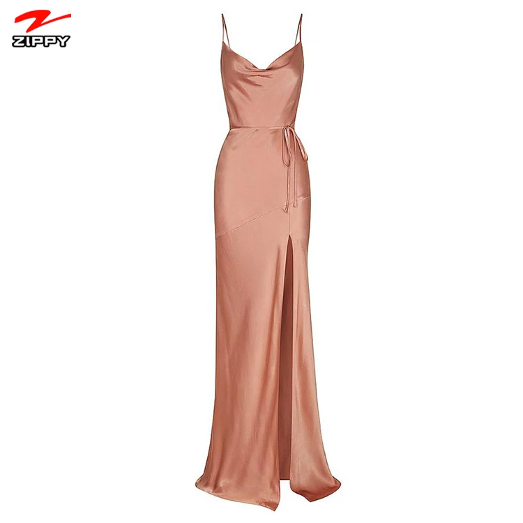 

Womens 100%Silk Elegant Spaghetti Strap Maxi Dress silk clothes, Customized color