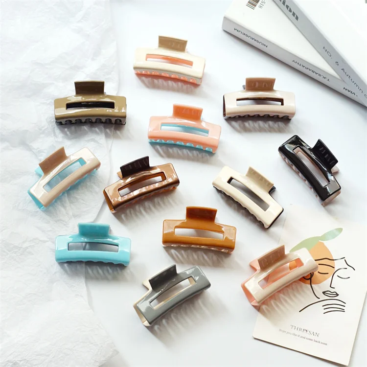 Hollow Rectangle Hair  Candy ColorsAcetate Claw Clips For Thick Hair