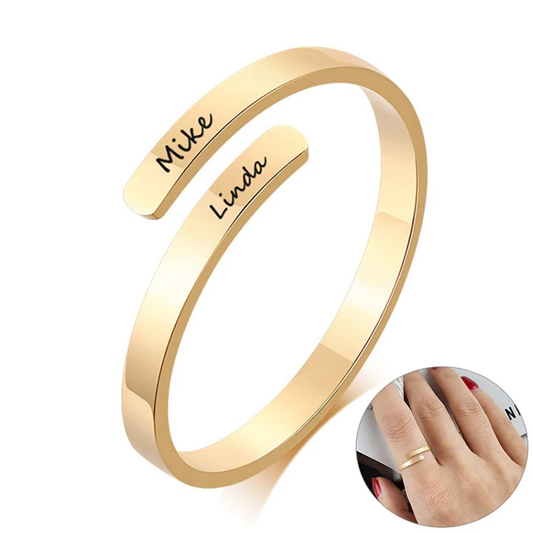 

14k gold Magnetic Personalized lord cross ladies rings custom engraved Logo stainless steel inspirational mantra knuckle rings, Gold plating