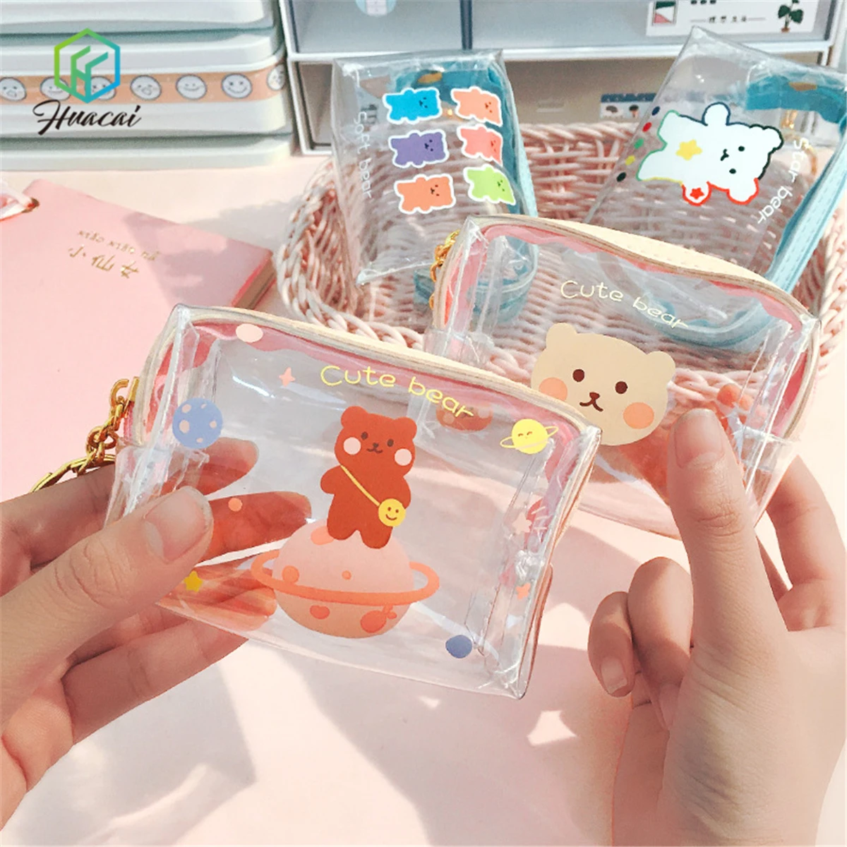 

Fashion Makeup Bag Iridescent Cosmetic Bag Toiletries Pouch Shiny Transparent PVC Handy Makeup Pouch
