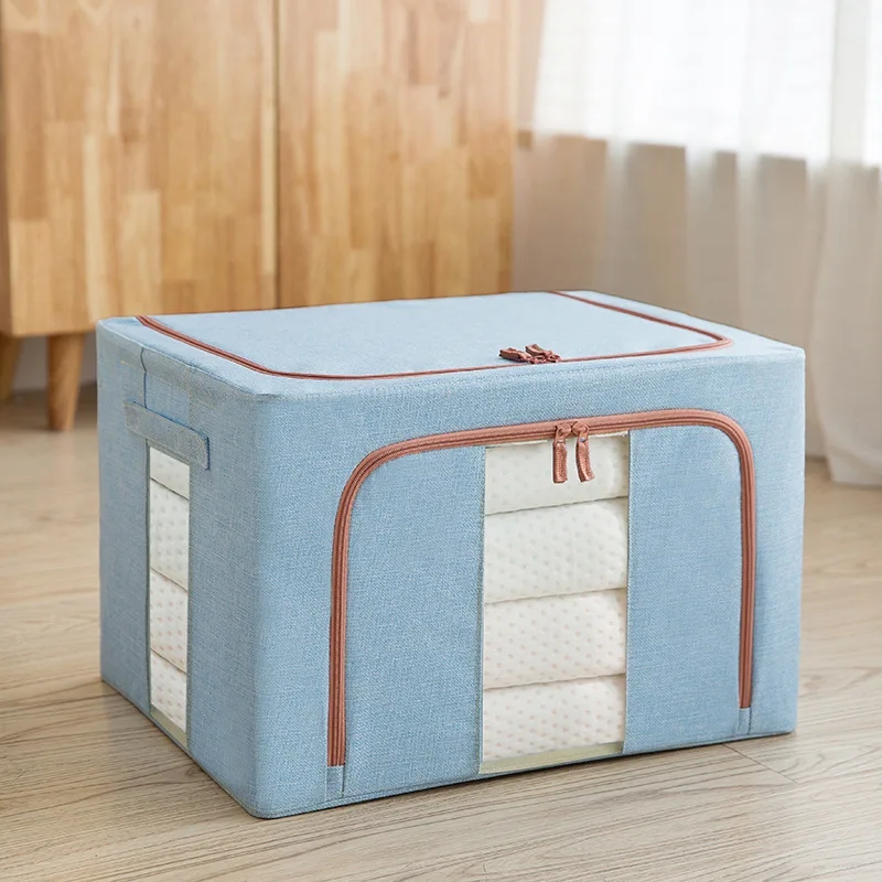 

Custom logo animal large fabric zipper underbed folding quilt clothes storage bag organizer oxford cloth steel frame storage box