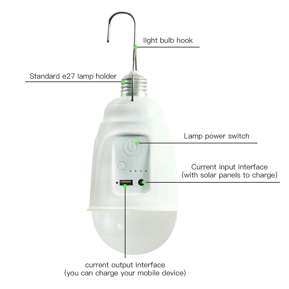 

Solar Led Light Outdoor Lamp Solar Charge Emergency Night Camping Light, White