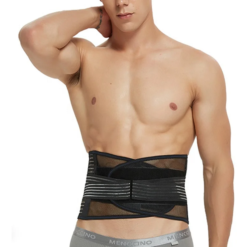 

unisex waist trainer quality back spine support flexible mesh waist support for waist protection Y-1123, Black