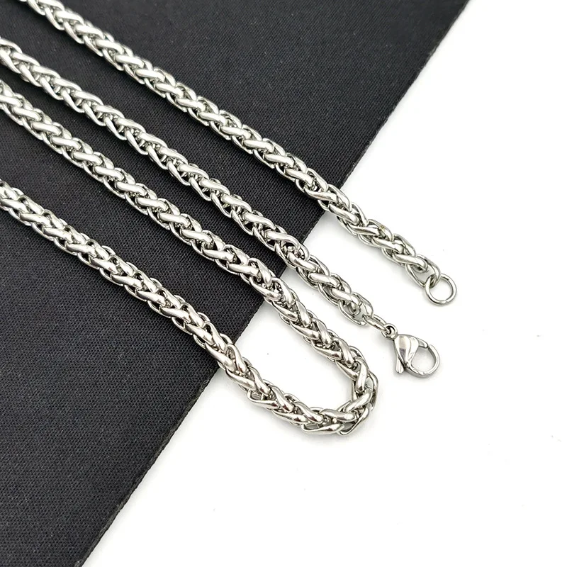 

Silver Link Necklace Jewelry Stainless Steel 3mm Rope Chain Keel Chain Wheat Link Chain for Women Men