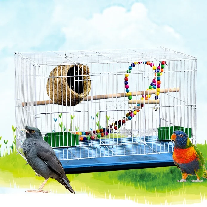 

Wholesale bird cage self-contained drawer tray food box water box standing stick pet cage birds cages with breeding, Customized color