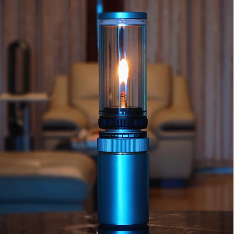 Aluminum Alloy Gas-powered Portable Outdoor Camping Gas Candles Lamp with Gas Cartridge Logo Customizing