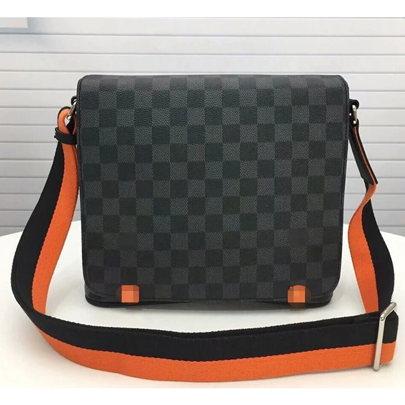 

Men Crossbody Bag lattice Sling Bag Fashionable business casual bags, Blue orange
