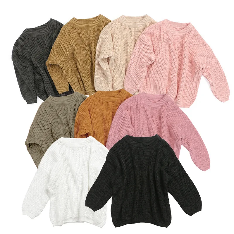 

Fall New Child Clothing kids Sweater Solid Long Sleeve Girl Knit Pullover Sweater