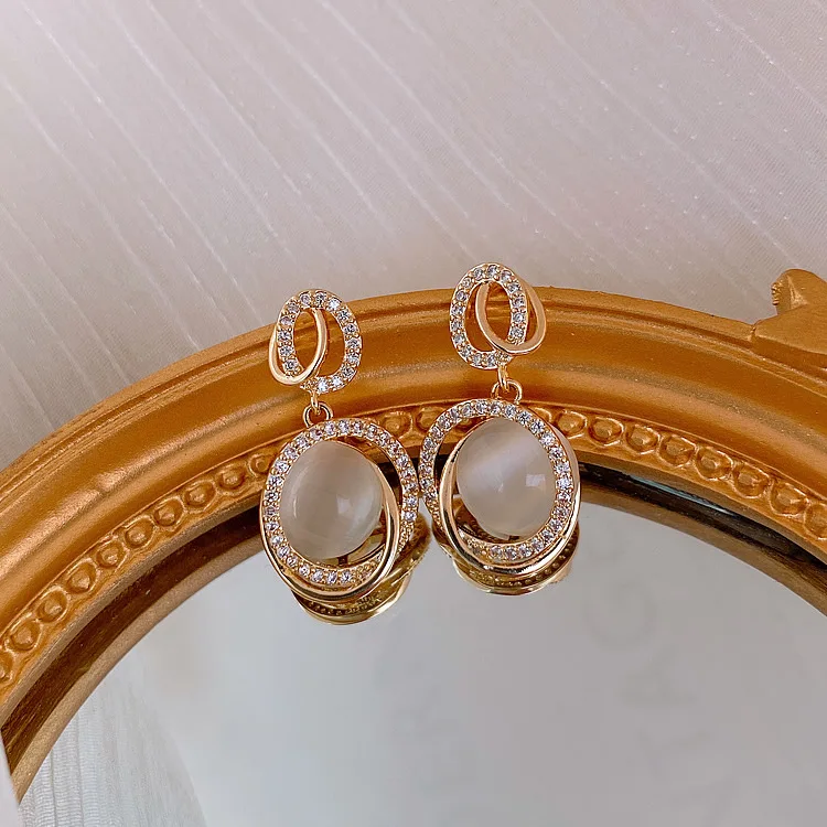 

fashion jewelry trendy opal jewelry pearl crystal drop earrings women jewelry