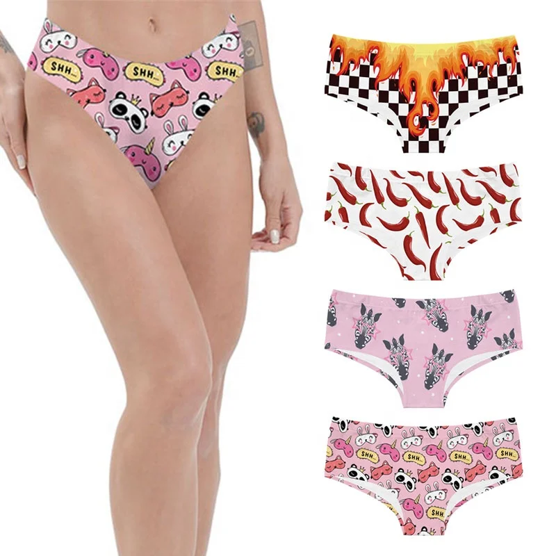 

Wholesale printing women underwear low waist seamless thongs comfortable ladies briefs soft girls panties, Picture shows