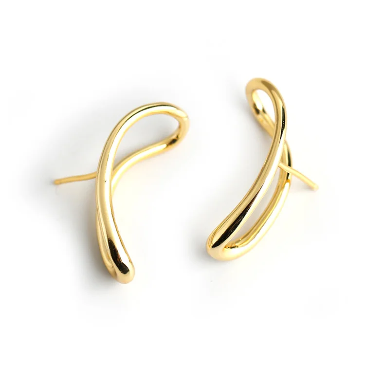 

New design luxury 925 sterling silver 14k gold plated simple cuff earring for women