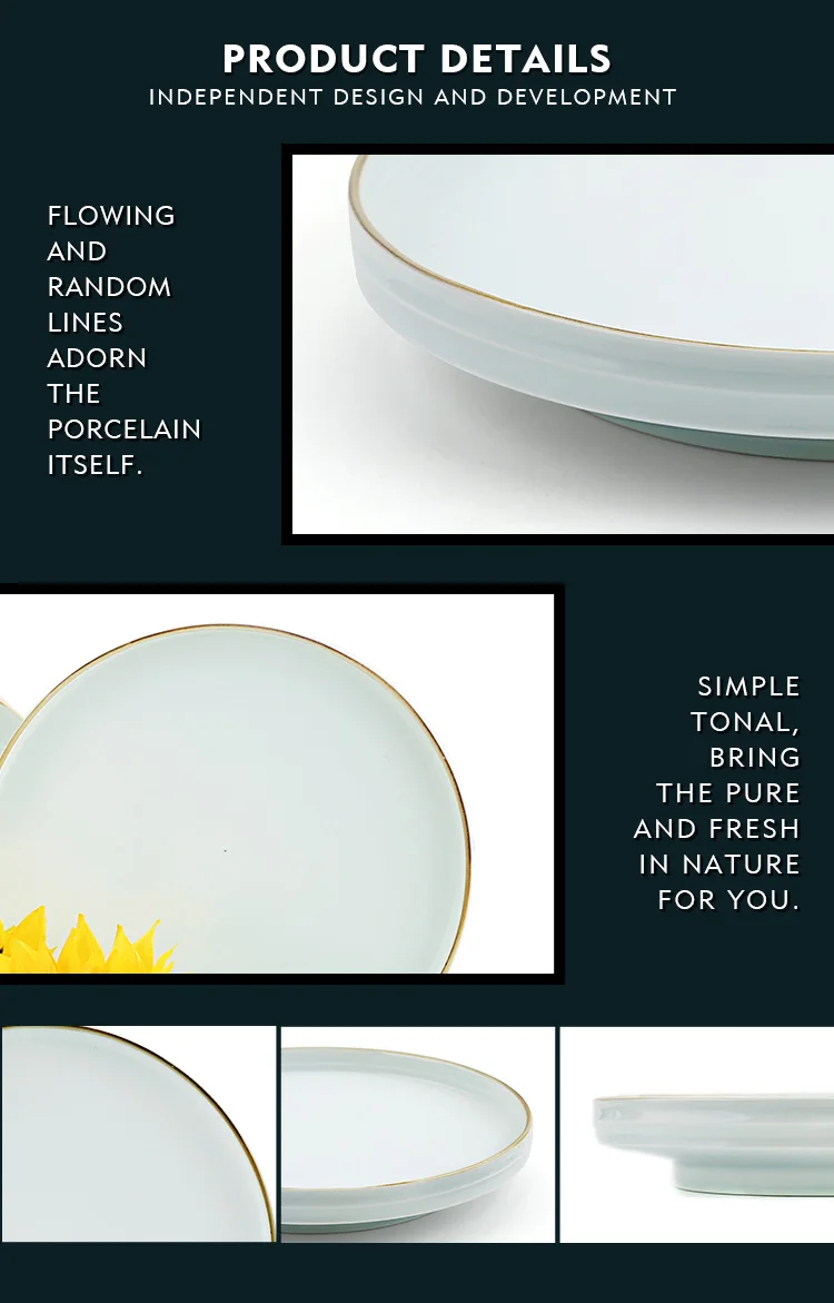 wholesale hotel home use cheap price steak white round plate dinnerware ceramic gold rim plates for restaurant