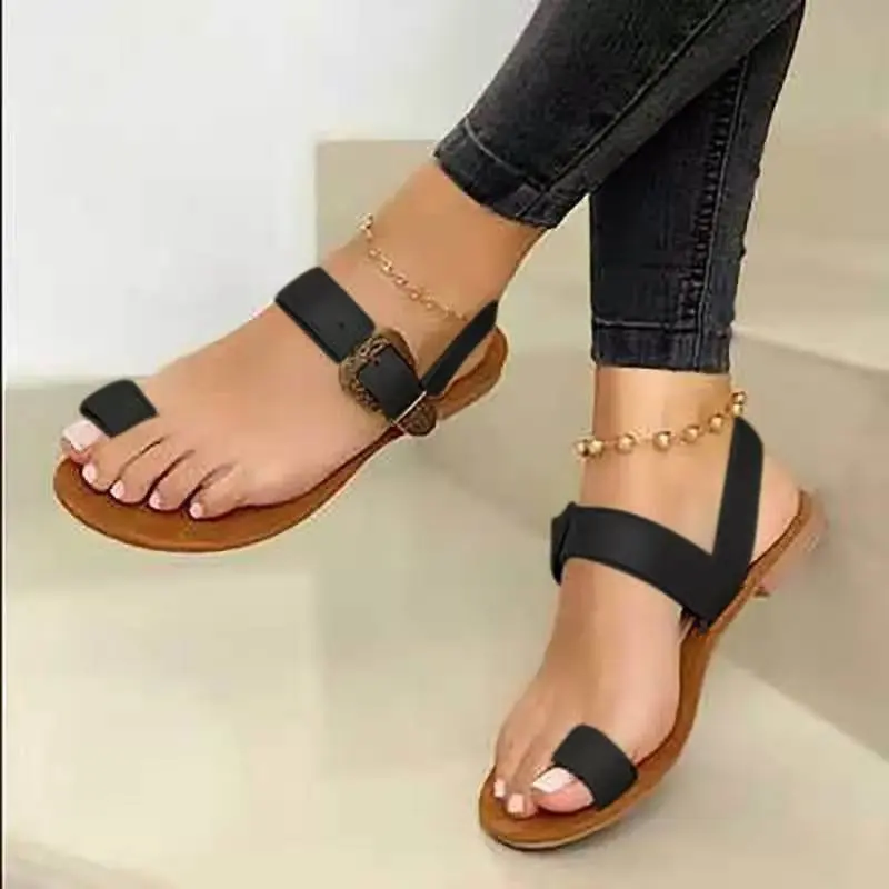 

Hot Sale Women Sandals New Design Toe Open Flat Sandals For Women and Ladies, White black red orange