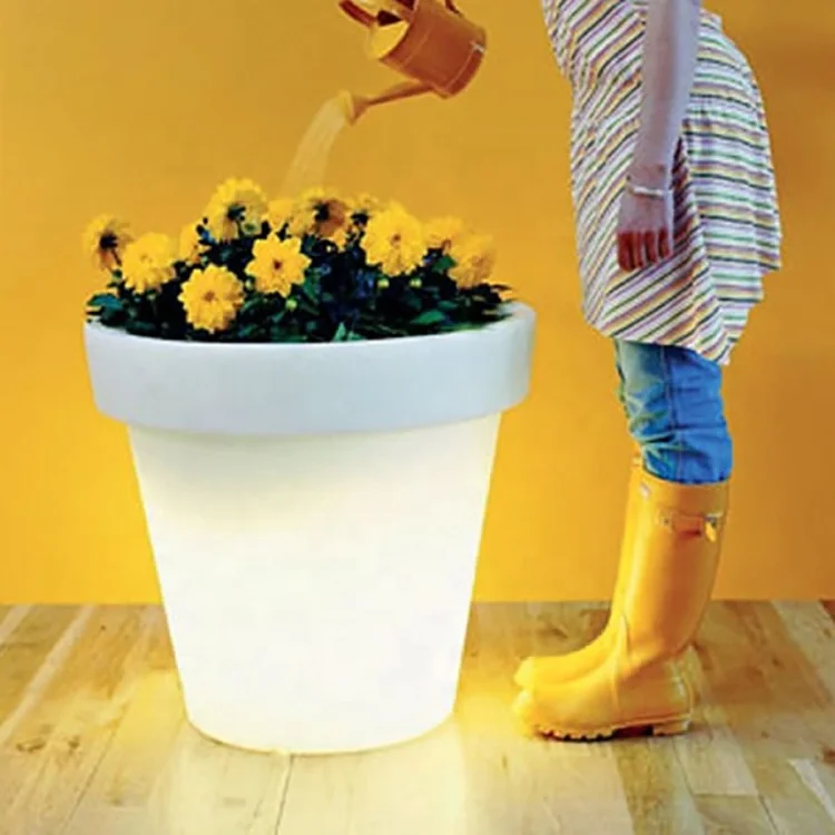 Light Up Outdoor Flower Pots Led Decoration Illuminated Flower Pots Led