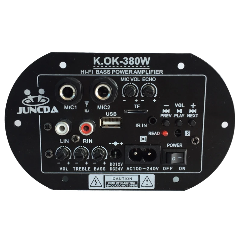 

KOK-380 AC220V 12v 24v Digital Blue-tooth Amplifier Board Subwoofer Dual Microphone Karaoke Amplifiers Car Home amplificador AMP