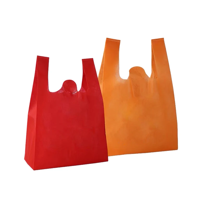 

Hot Selling Products Wholesale Reusable Grocery Shopping Bag Handle Non Woven T Shirt Bag