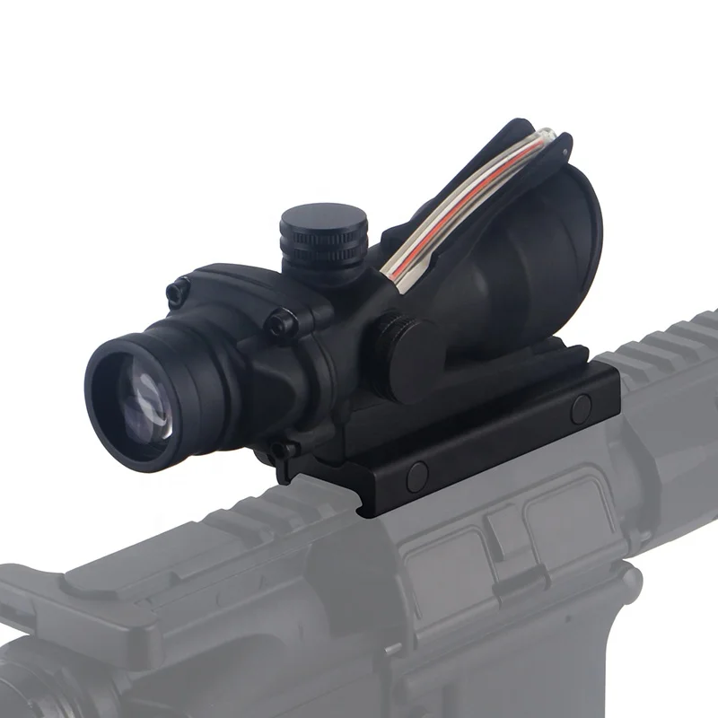 

4X32 Tactical rifle scope compact Red Dual Illuminated Chevron Glass Etched Reticle with Fiber Optics for hunting