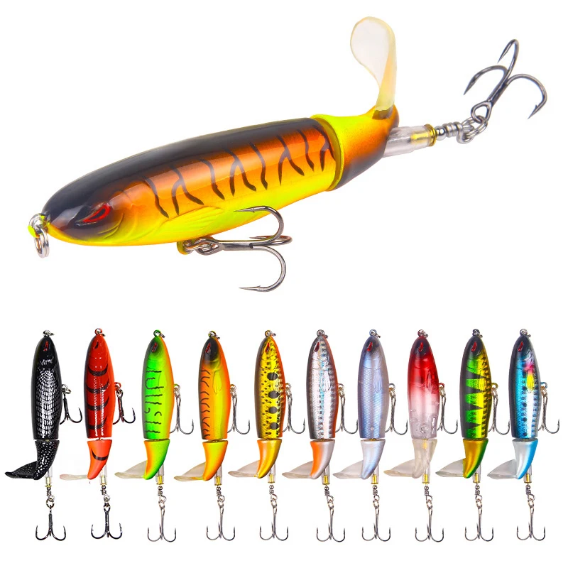 

Jetshark 13g 15g 35g 10Colors Topwater Saltwater Whopper Plastic Rotating Tail Pencil Hard Pike Bait Popper Fishing Lure