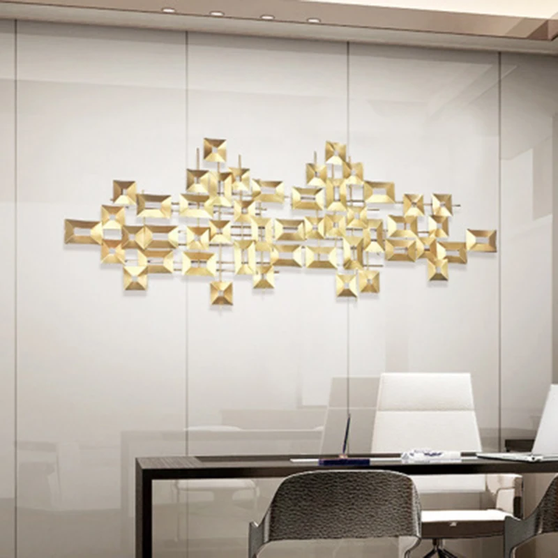 

Golden Iron Home Decoration Living Room Dining Room Background Luxury Metal Creative Wall Mount 3d Wall Decoration, As photo