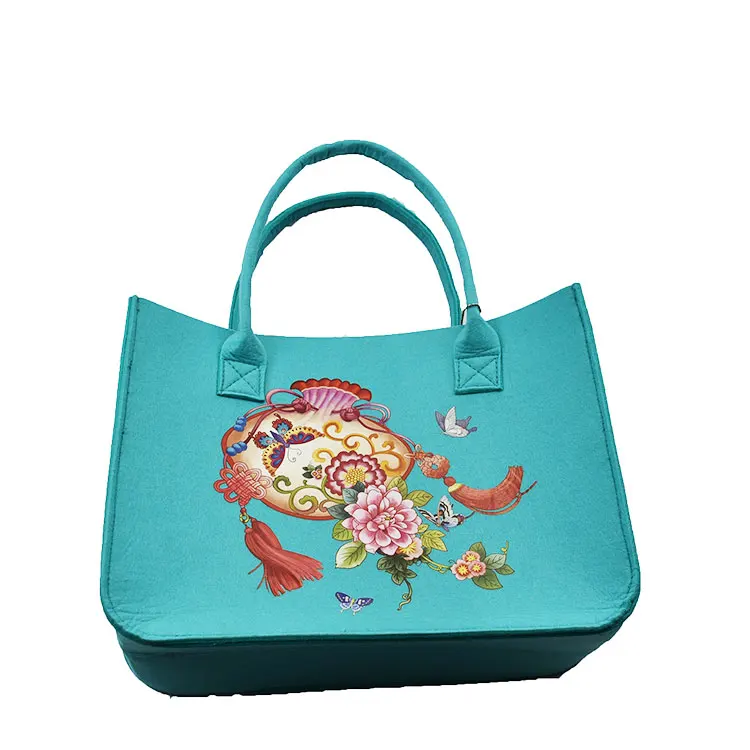 

Factory direct portable organiser large capacity fashion felt ladies handbag, Customized colors