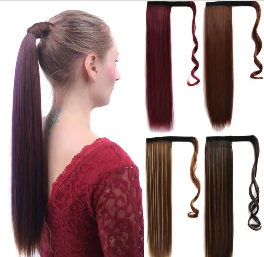 

Long Straight Wrap Around Clip In Ponytail Hair Extension Heat Resistant Synthetic Pony Tail Hair