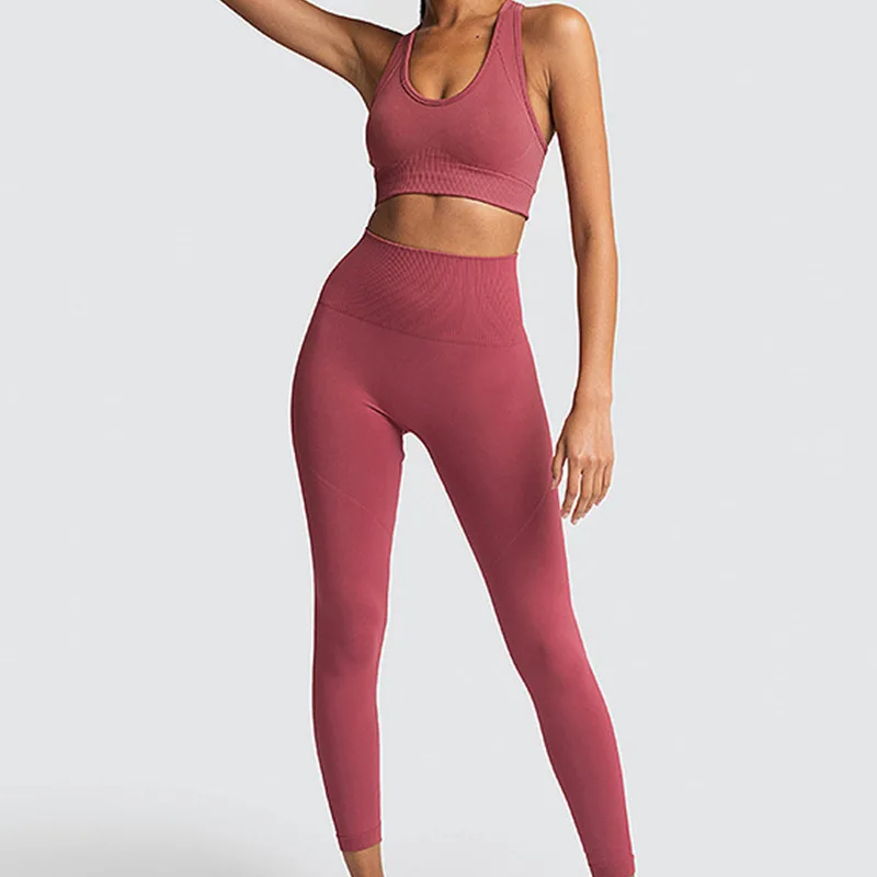 

womens seamless yoga set gym sports top wear fitness seamless leggings bra yoga set