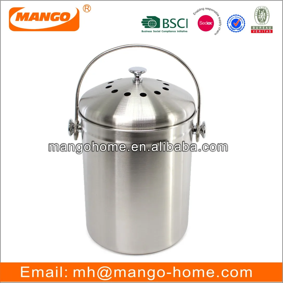 Oem/odm Kitchen Metal Compost Bin With Charcoal Filter Indoor
