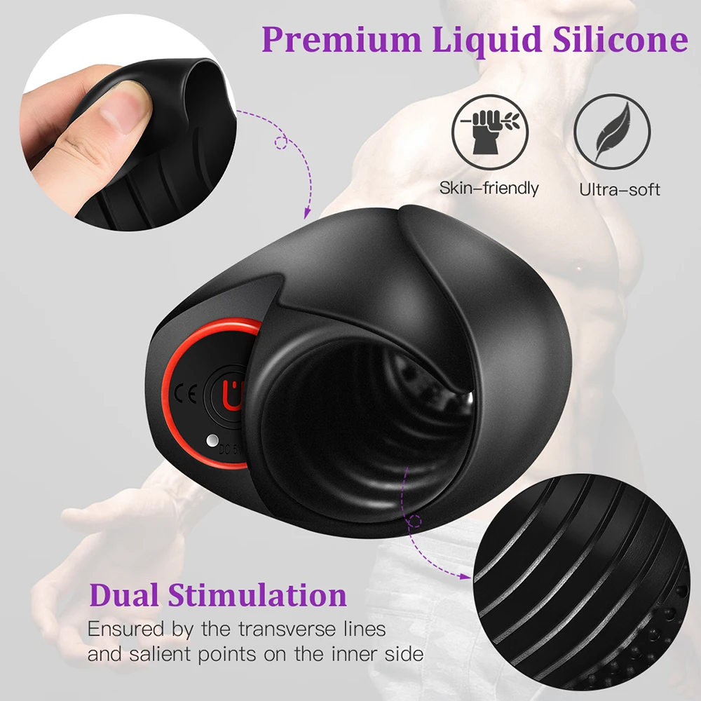 
Male Masturbator Cup Handheld Liquid Silicone Vibrating Masturbation Toys with 7-Frequency Powerful Bullet Vibrator 