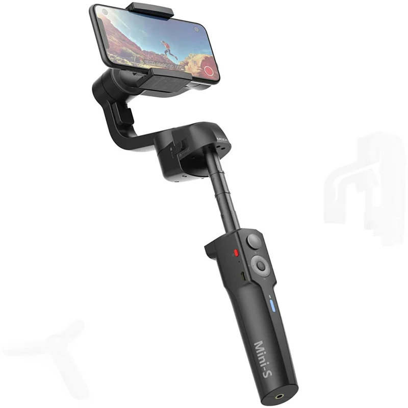 

MOZA Mini S Smartphone Gimbal, One-Button Zoom Object Tracking Foldable 3 Axis Stabilizer