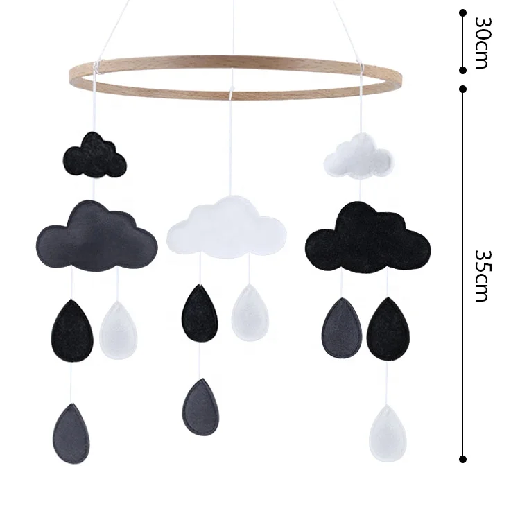 
Indoor Hanging Toys Baby Crib Mobile Nursery Room Decor Cloud Cot Mobile Monochrome Felt Baby Mobile 