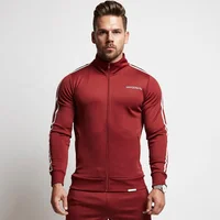 

New men's sports fitness fashion trend running hoodie stand collar zipper hoody suit