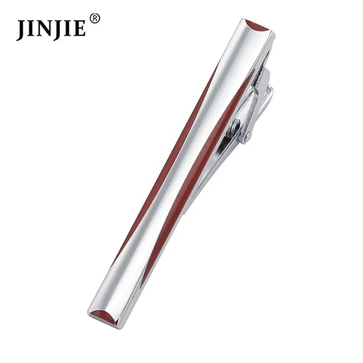 

Customized logo engraved reb men silver blank tie bar tie clip for men