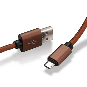 USB Leather Braided Mobile Phone Data Cable