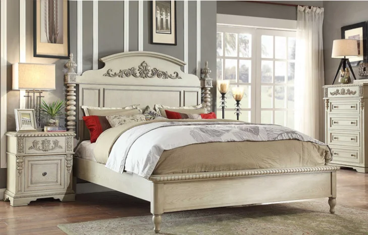 Bedroom set solid wood home furniture new double bed designs model King size bed solid wood beds