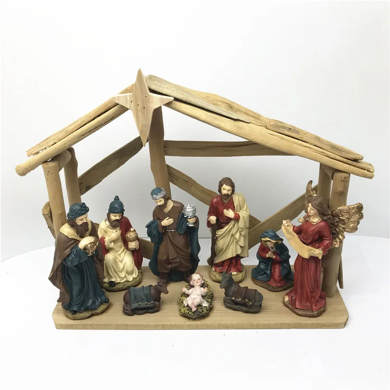 white resin outdoor nativity set