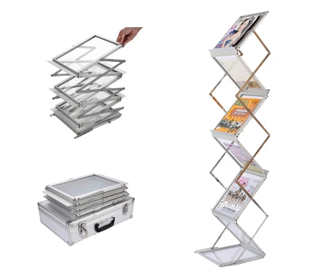 A4 PORTABLE FOLDING EXHIBITION BROCHURE DISPLAY STAND WITH CASE 
