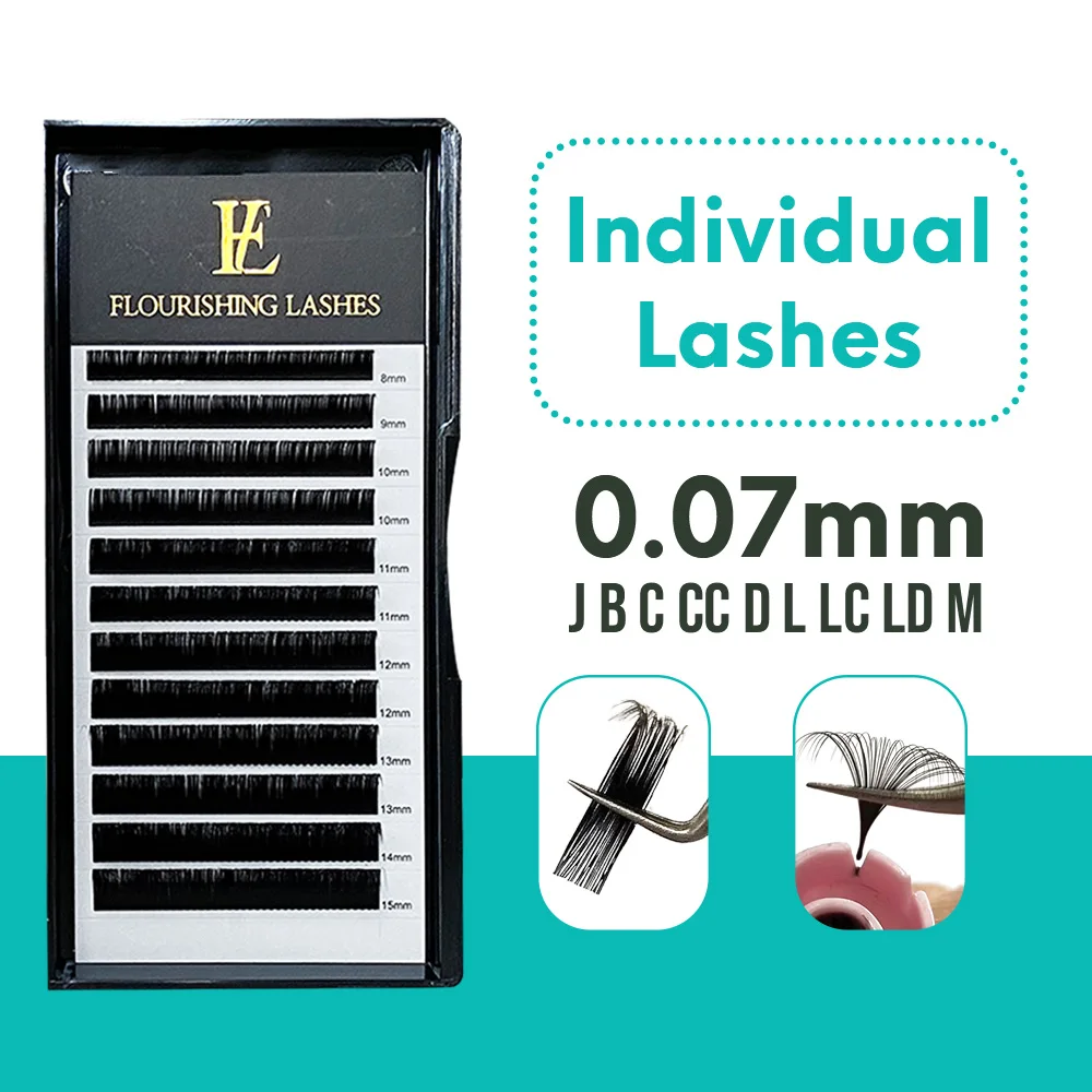 Private Label 0.07mm C D Curl Eyelash Extension Tray Vegan Soft Easy to Graft 8-18mm PBT Fiber Volume Lash Matte Style