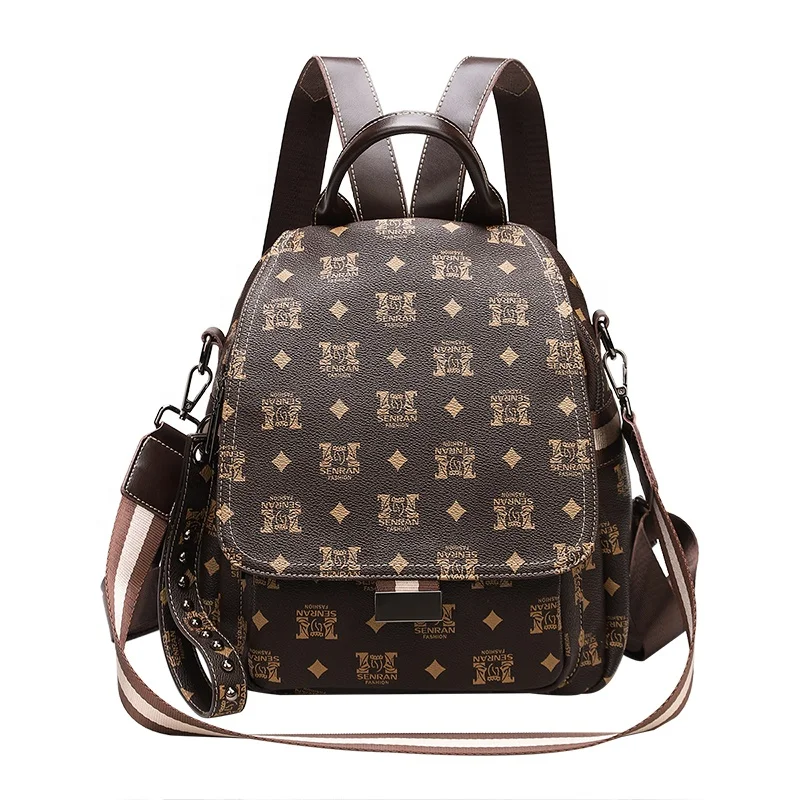 

MIYIN multifunctional leather backpack fashion custom messenger shoulder bag retro print Mini Ladies Backpack