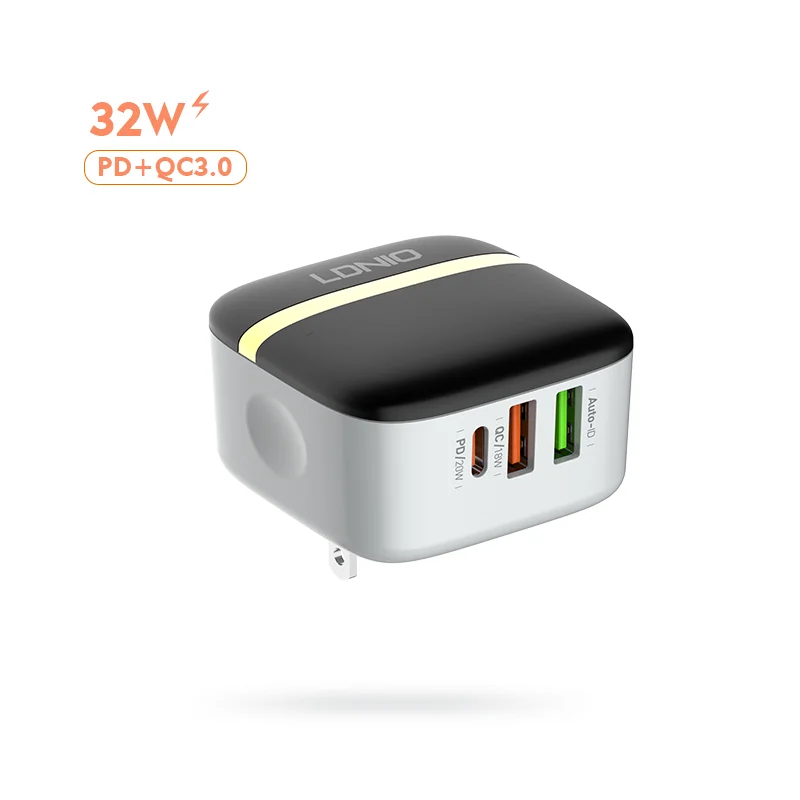 

LDNIO A3513Q OEM 32W PD QC3.0 3USB Ports Charger For Mobile Devices EU/UK/US Plug Fast Wall Charger 32W PD QC3.0 Fast Charger