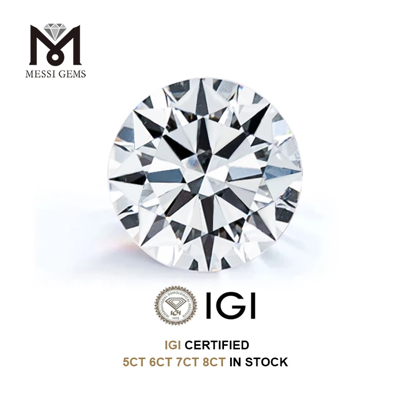 

IGI GIA Certified Round 5CT 6CT 7CT 8CT E-G VVS-VS Big Loose Created Wholesale Grown HPHT CVD Lab Grown Diamond