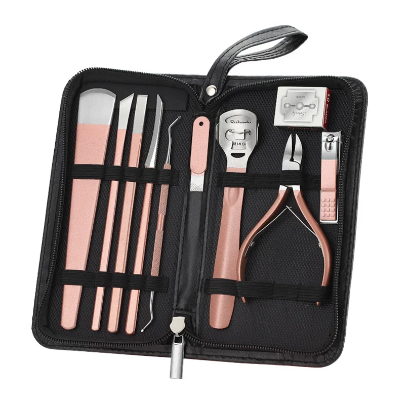 

Welcome Print Logo Manufacture New Pedicure Set For Foot Care Dead Skin Callus Remover With Portable Case, Customized color