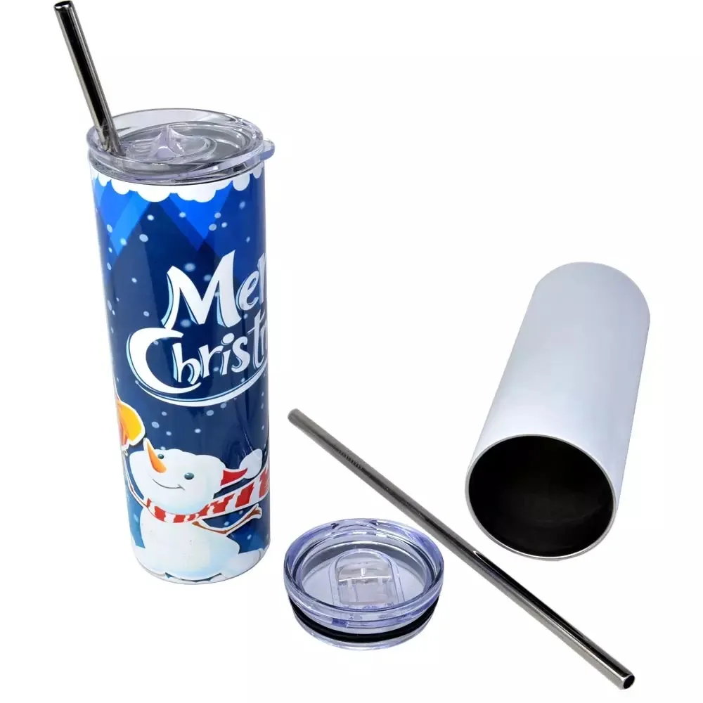 

Sublimation straight Stainless Steel 20Oz Blank With Double wall Mug Coffee Straw For Insulated Cup white skinny Tumbler, Customized color acceptable