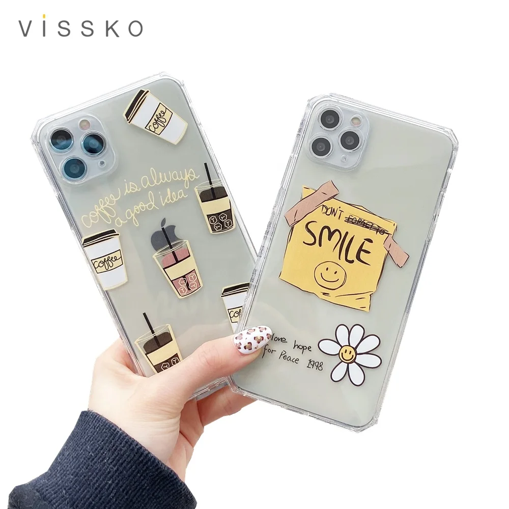 

Europe and the United States Hot Smile Coffee Label for iPhone X 7 8 11 12 wholesale low price mobile phone case, 2 colors
