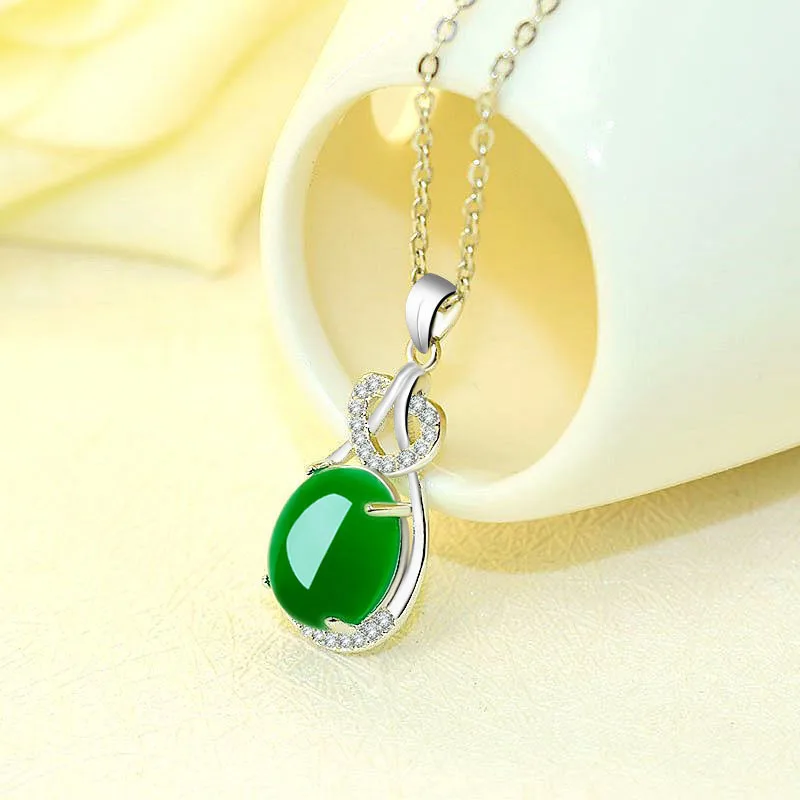 

Jade Water droplet Pendant Women Amulet Necklace Charm Fashion Jewelry Gifts Chalcedony Natural Hetian Chinese 925 Silver