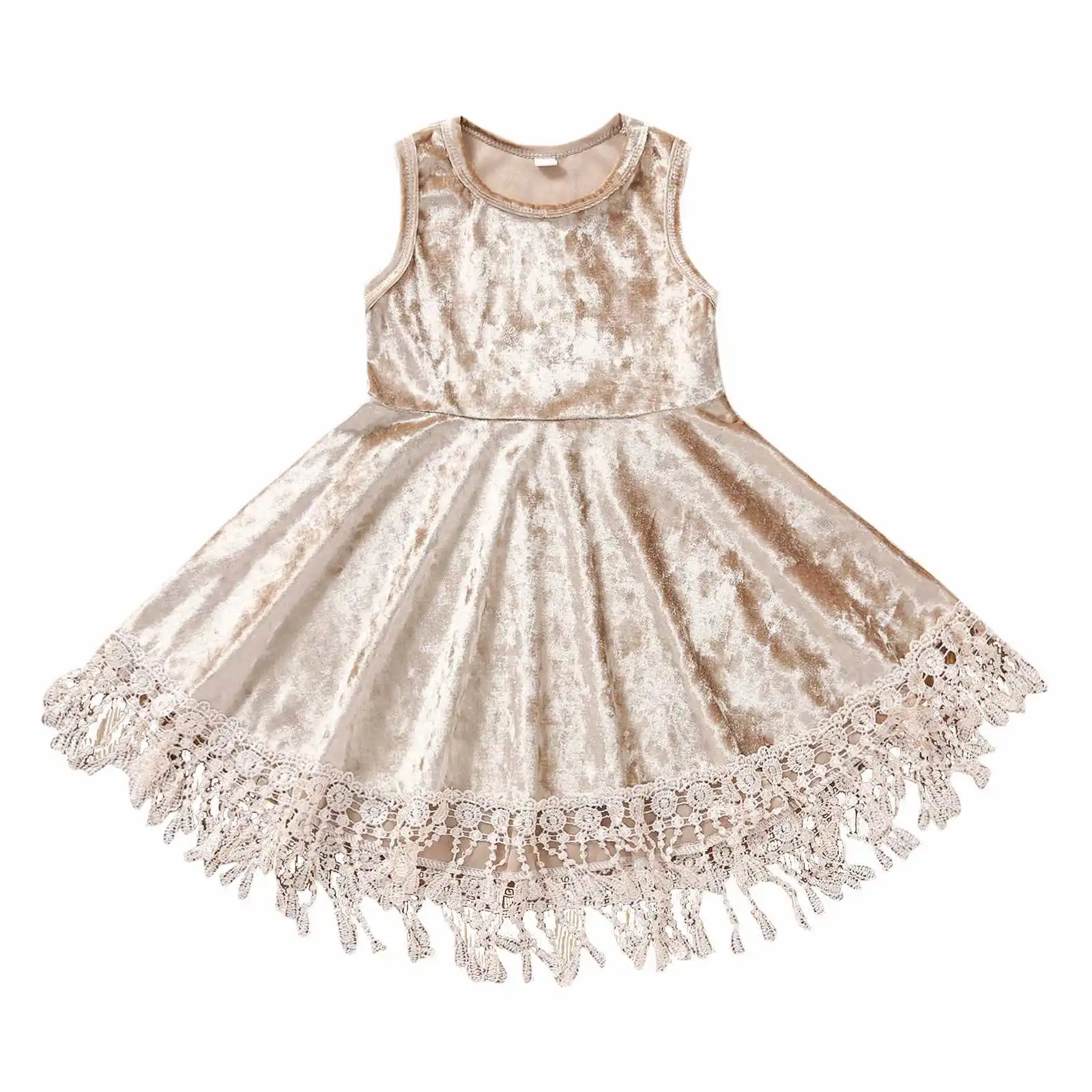 

children summer dress new girls pleuche sleeveless tassel dress, As picture